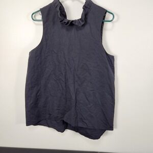 NWT Tyler Boe Black Ruffle Neck Tie Back Sleeveless Tunic Top Size L